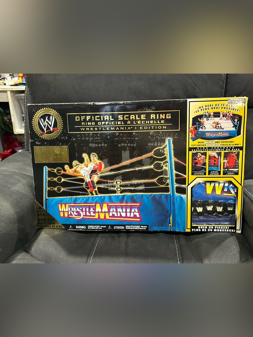 WWE Wrestlemania 1 real scale ring by Jakks Pacific! RARE! Never opened! Huge!!